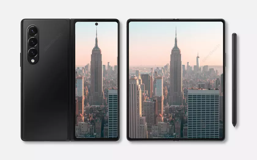 Складной смартфон Samsung Galaxy Z Fold 3 появился на качественных рендерах с подэкранной камерой и S Pen