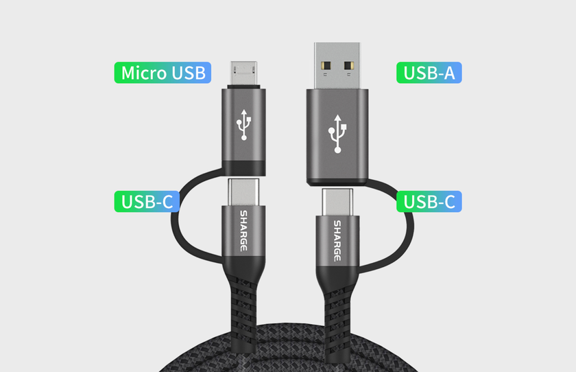 Xiaomi выпустила плетёный кабель Sharge на 1.2 метра с четырьмя разъёмами USB за $6