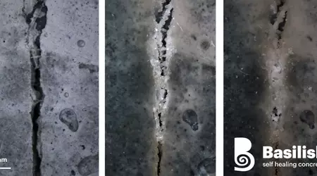 Un béton auto-cicatrisant qui scelle les fissures à l'aide de bactéries a été mis en service aux États-Unis.