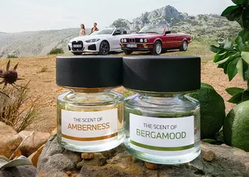 BMW has launched a perfume with bottles in the shape of the company's headquarters building in Munich