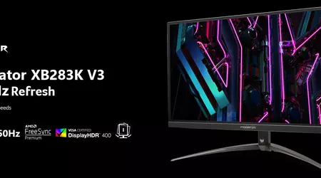 Acer Predator XB283K V3: ігровий 4K-монітор із підтримкою 150 Гц за $499