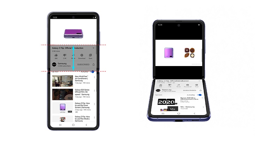 В YouTube появилась поддержка режима складного смартфона Samsung Galaxy Z Flip