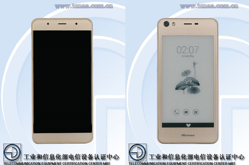 В TENAA заметили смартфон Hisense A2 с экранами AMOLED и E-Ink
