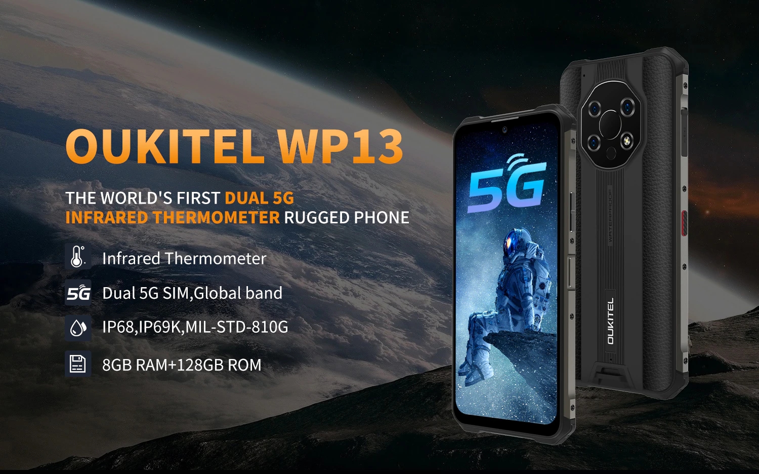 OUKITEL WP13: захищений смартфон з чіпом MediaTek Dimensity 700, інфрачервоним термометром і NFC за $ 200