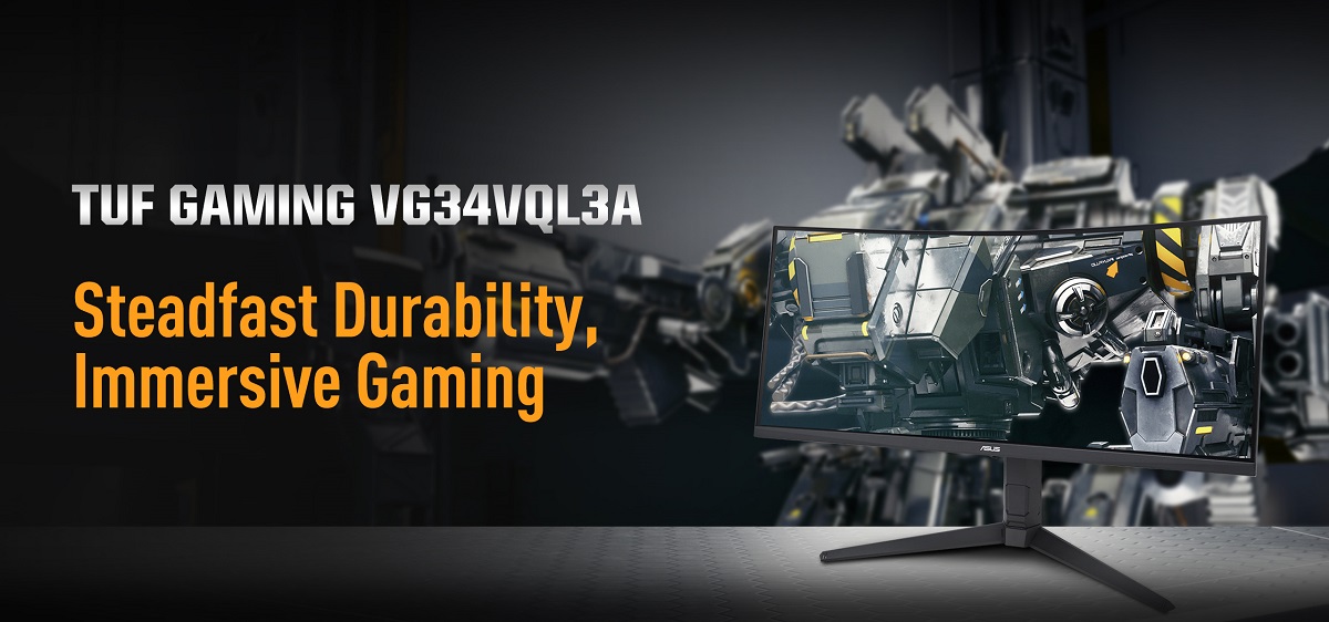 ASUS представила вигнутий ігровий монітор TUF Gaming VG34VQL3A з частотою кадрів 180 Гц і радіусом кривини 1500R