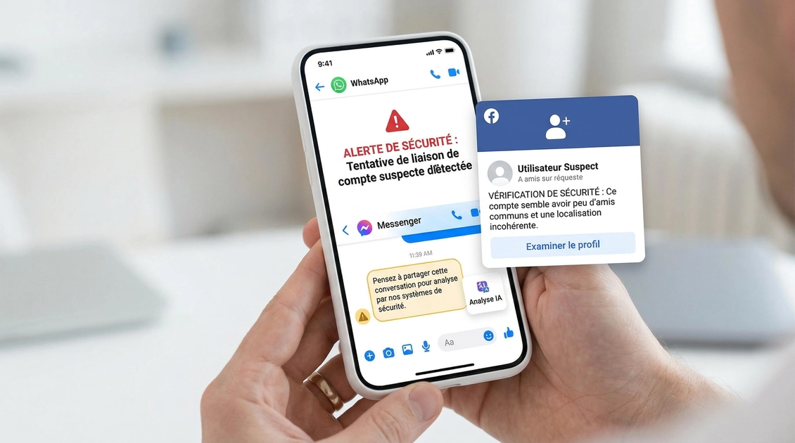 Interface des alertes de sécurité Meta