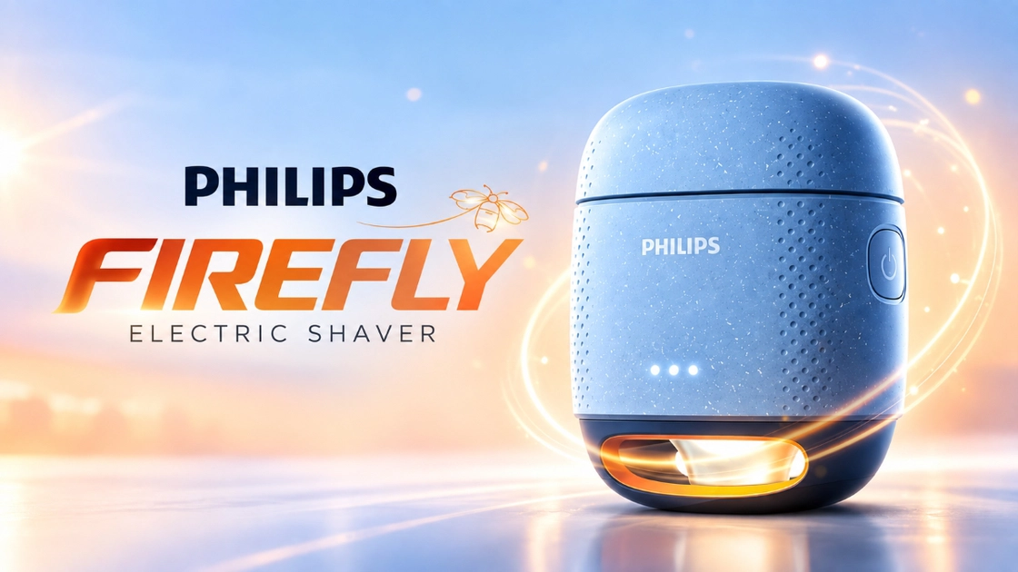 Compact Philips Firefly electric shaver with a flashlight