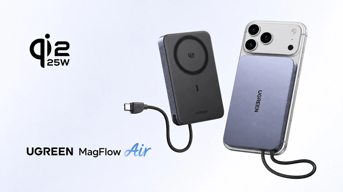 Тонкий магнітний павербанк Ugreen MagFlow Air Ultra Slim