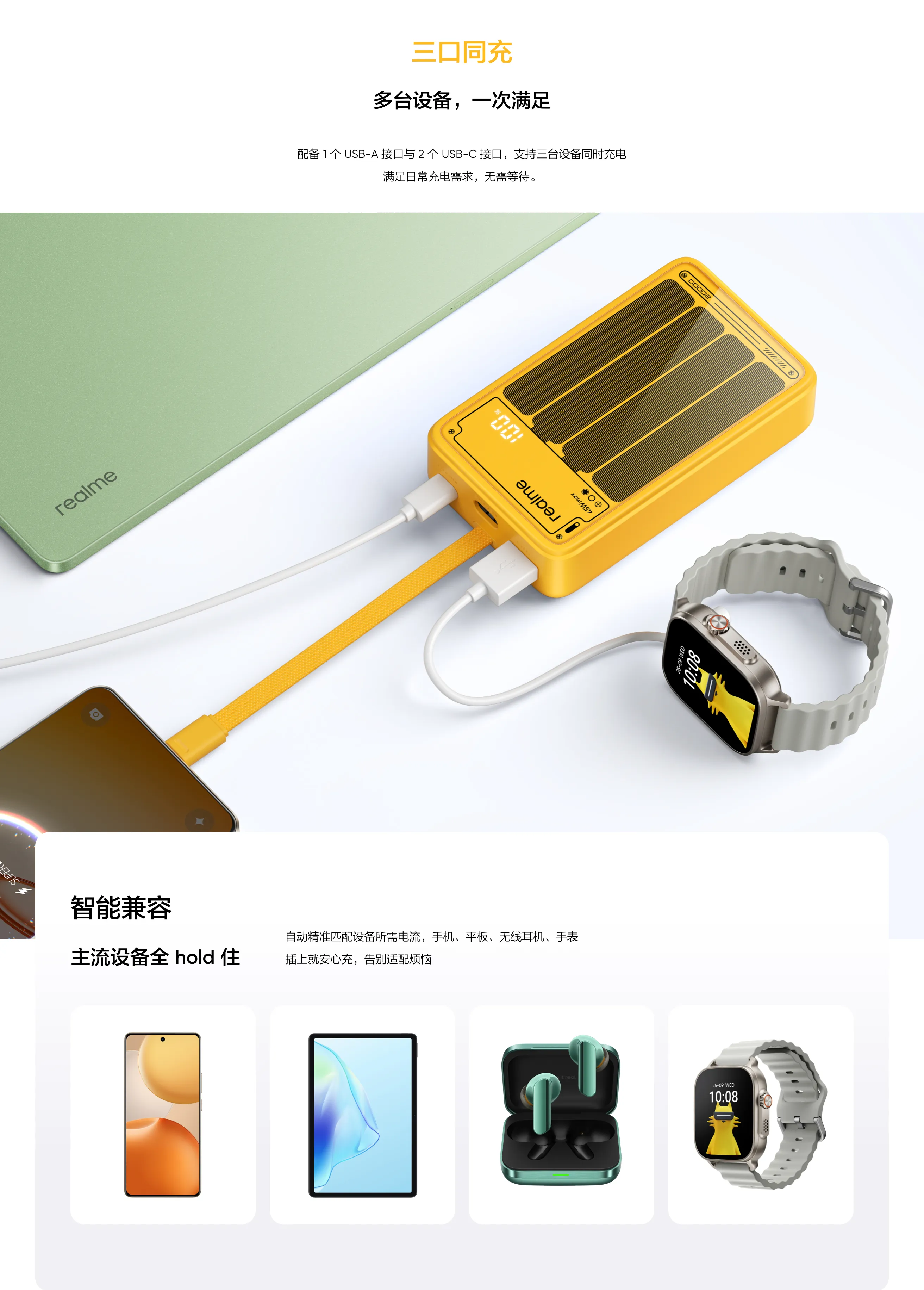 Різні кольори Realme 45W Power Bank