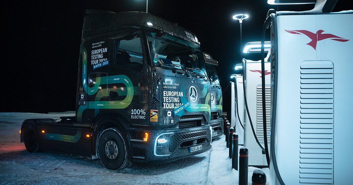 Европейский тур eActros 600 по зимним дорогам. Фото: Daimler Truck