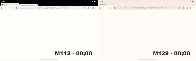 Comparison of web page loading speed in Chrome version M112 and Chrome version M129