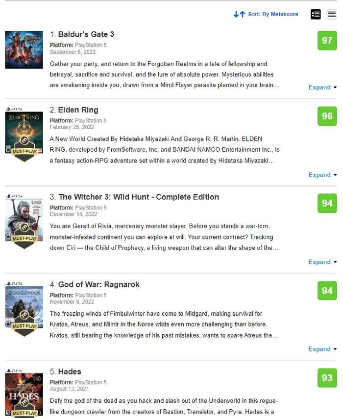 Elden Ring ne peut résister à Baldur's Gate III : le jeu de Larian Studios est devenu le projet le mieux noté pour la PlayStation 5 selon Metacritic.-2