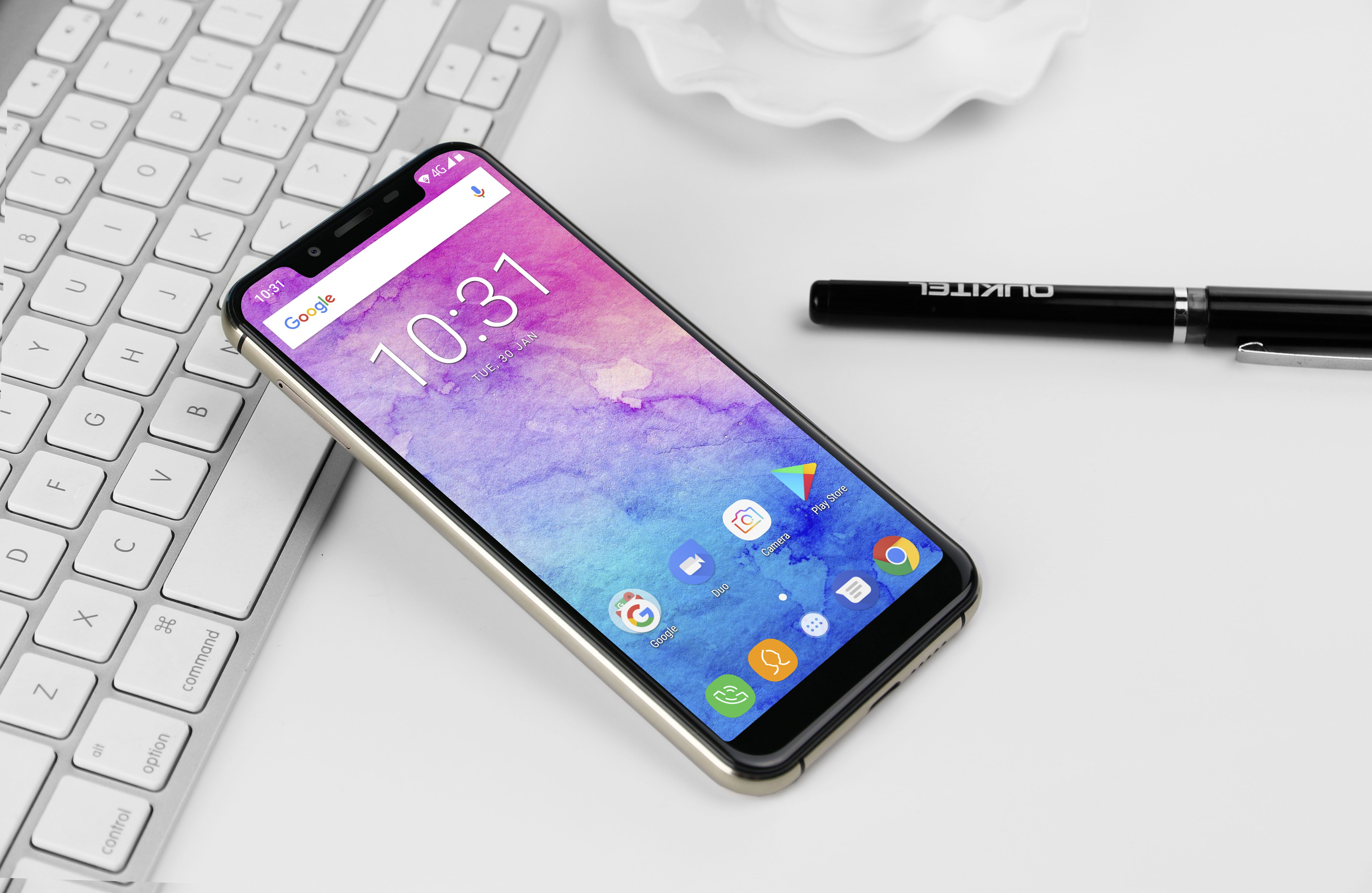 Безрамочный смартфон OUKITEL U18 с внешностью iPhone X появился в золотом цвете-2 OUKITEL U18 gold front.jpg