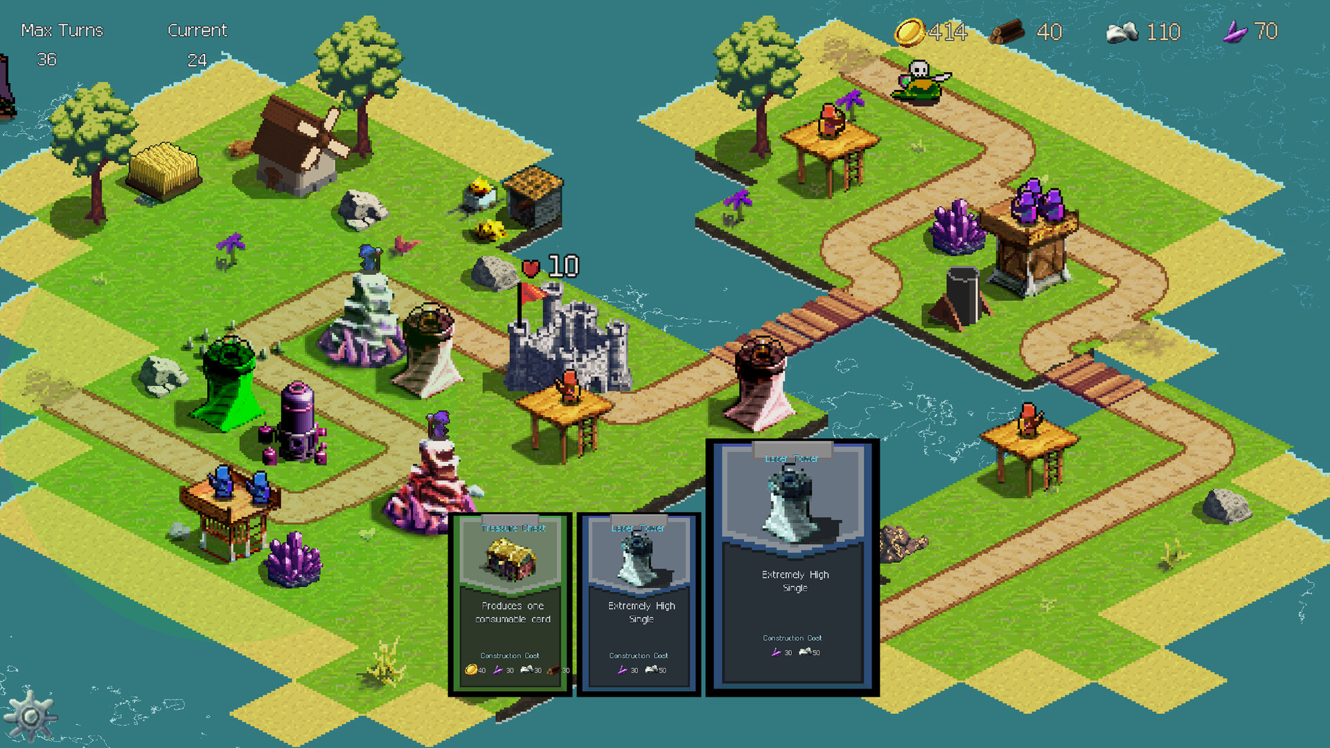 Screenshot of buildings in Guardian Grids