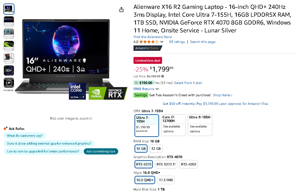 Alienware X16 R2 Gaming Laptop