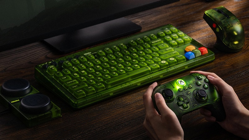 8BitDo gaming keyboard and mouse in green design
