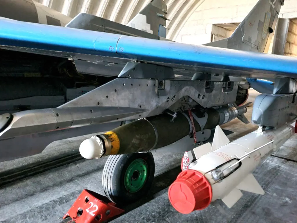 JDAM-ER bomb on a Ukrainian MiG-29