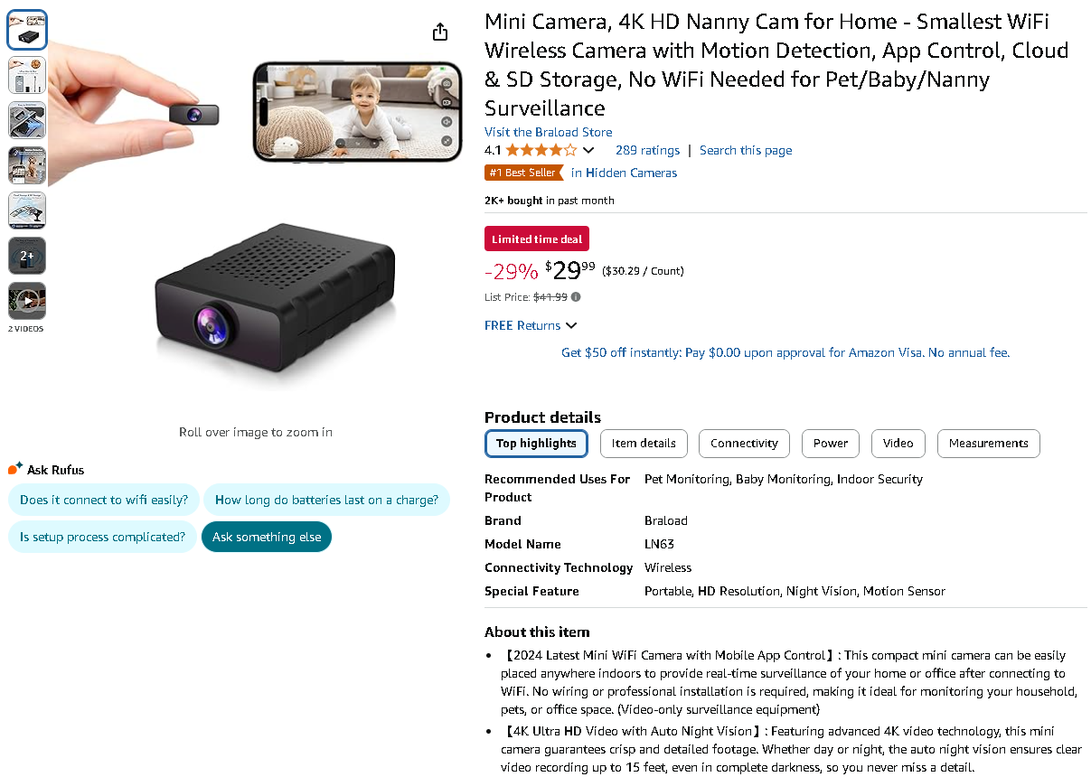 Braload Mini WiFi Camera