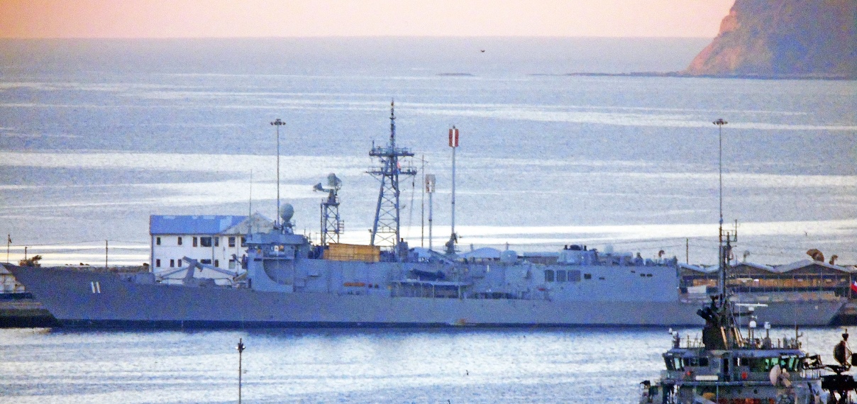 Фрегат Capitán Prat во время модернизации