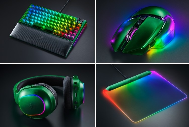 Напівпрозорий зеленуватий корпус геймерських аксесуарів Razer Phantom Collection