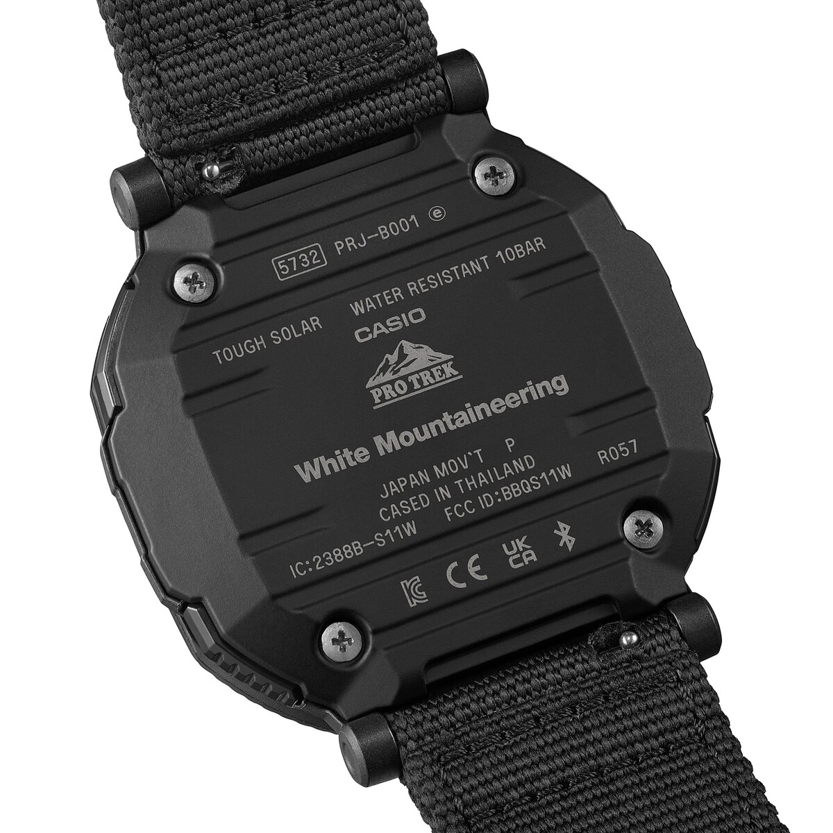 Casio Pro Trek PRJ-B001WM-1 with black design and triangular patterns