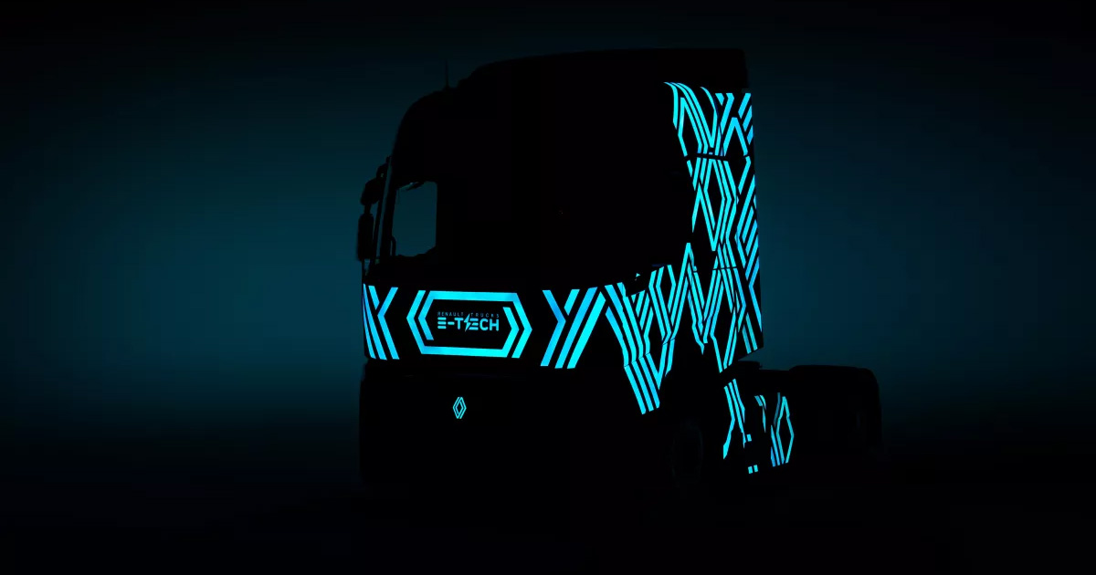 Renault Trucks E-Tech Diamond Echo lorry with original design on cab