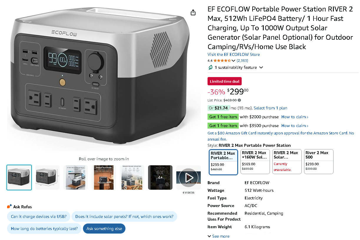 Screenshot of EF ECOFLOW RIVER 2 Max portable power station