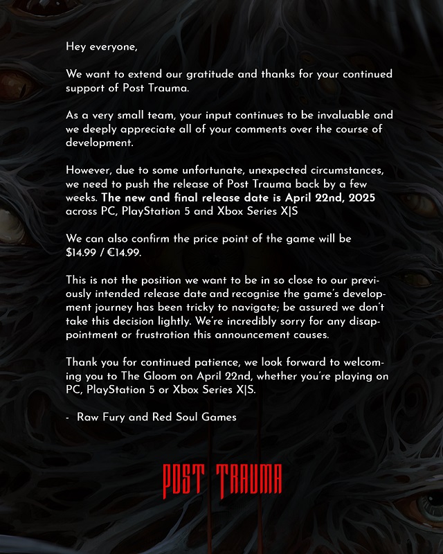 Post Trauma - couverture du jeu
