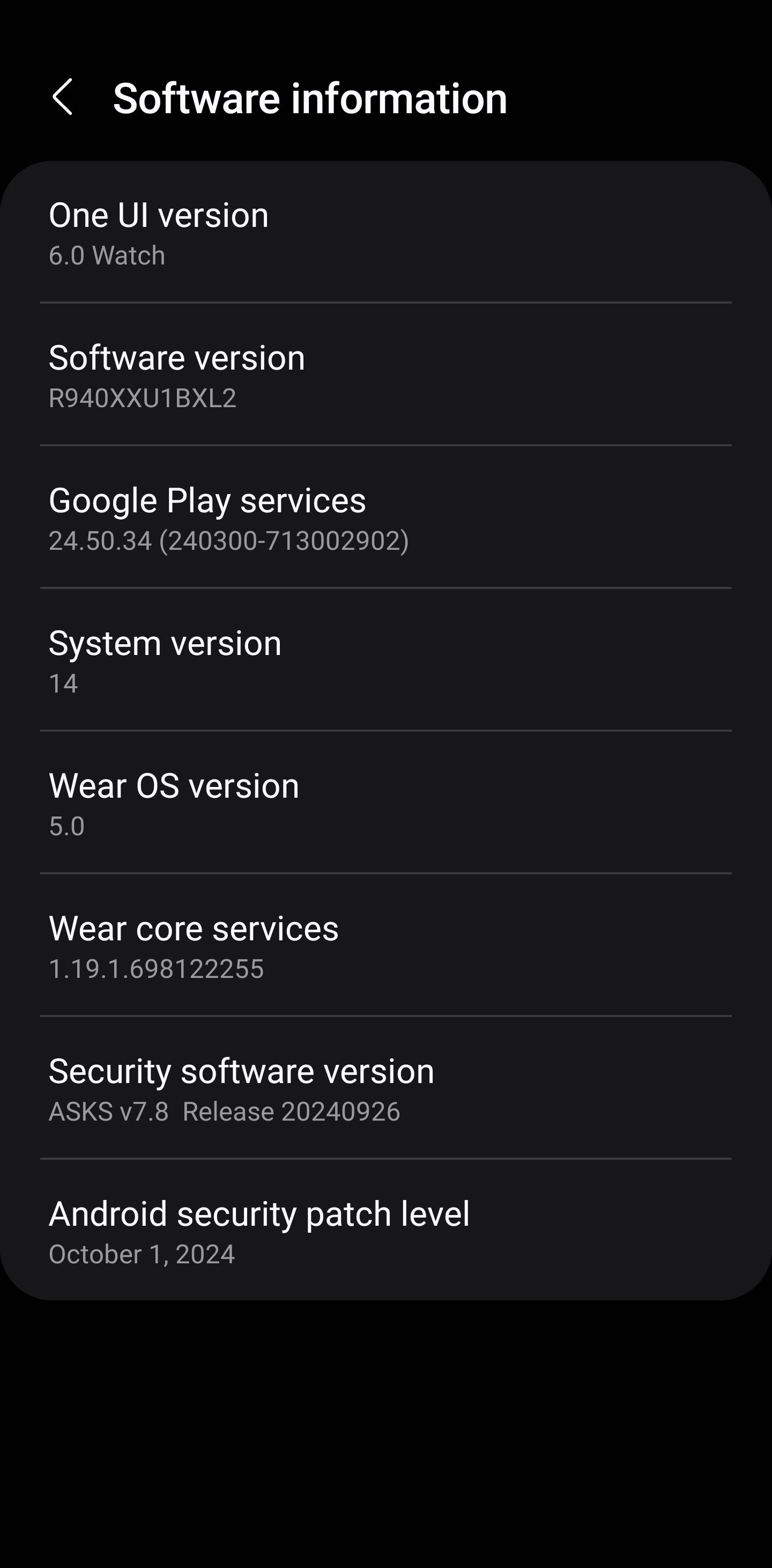 Інформація про останнє оновлення для смарт-годинників серії Galaxy Watch 6