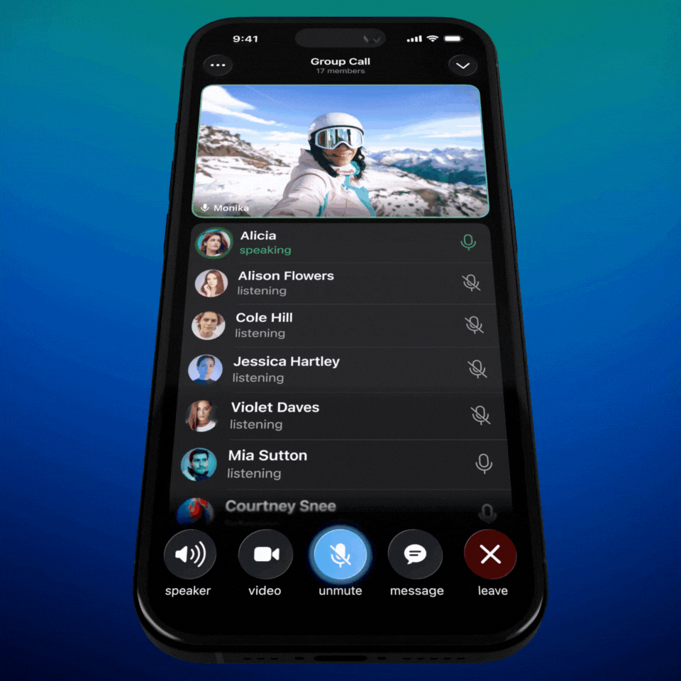 Реакції в відеочаті у Telegram