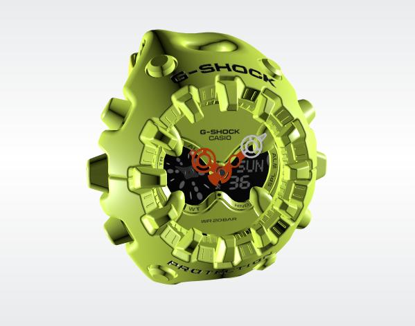 G-Shock GA-V01 watch in lime green colour