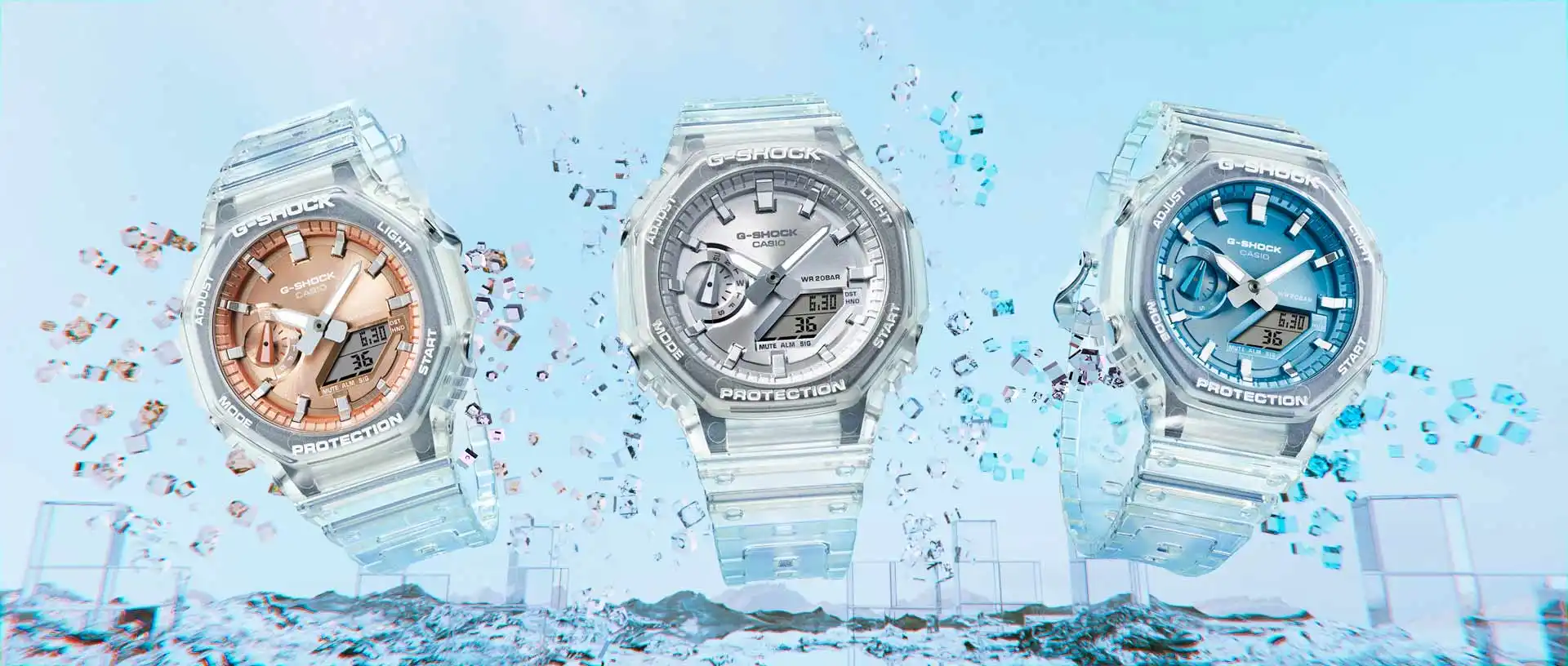 Casio GA-2100BM watch variant in sky blue colour