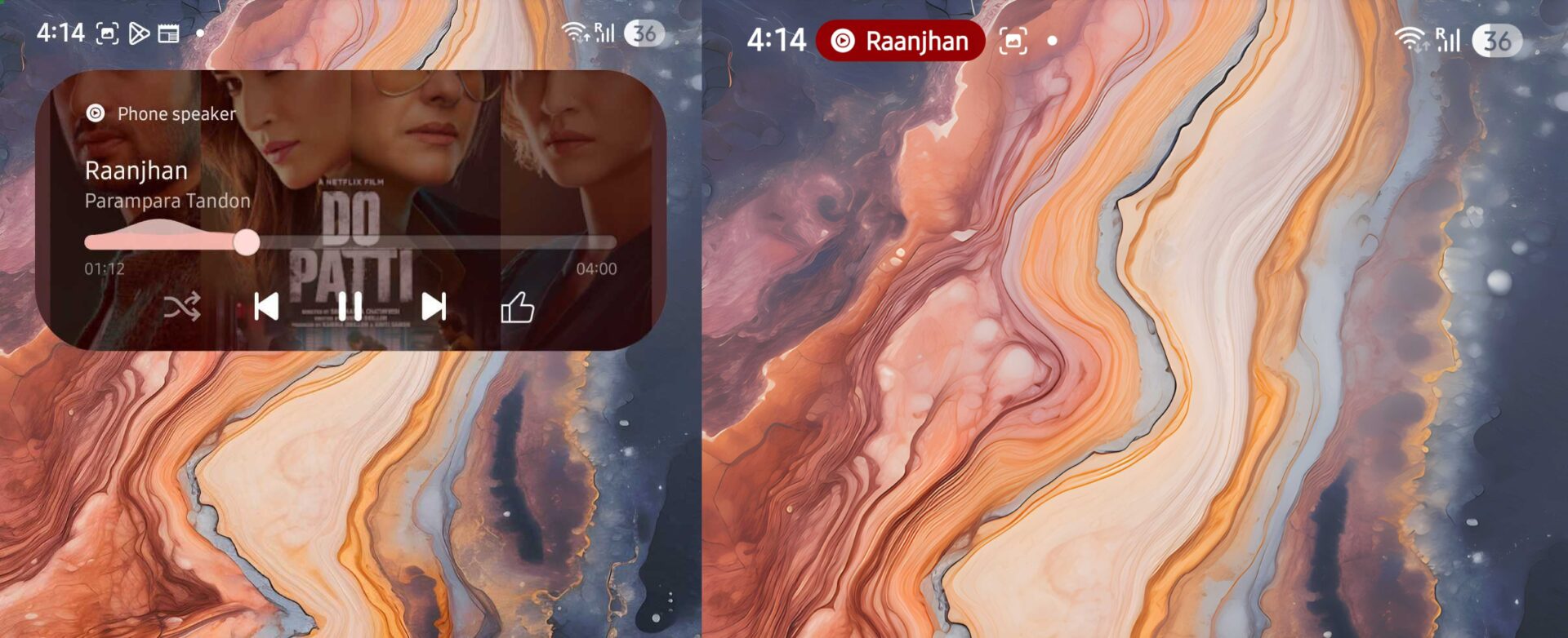 Demonstration of the new multimedia widget in expanded and collapsed form