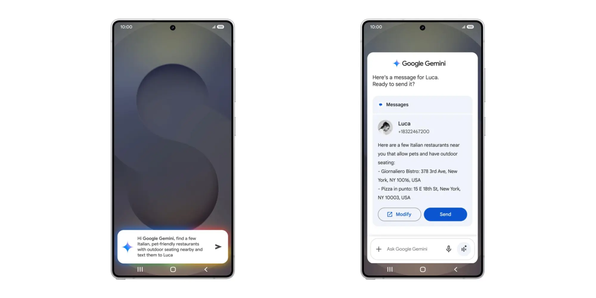 Главный экран приложения Gemini для Galaxy S25