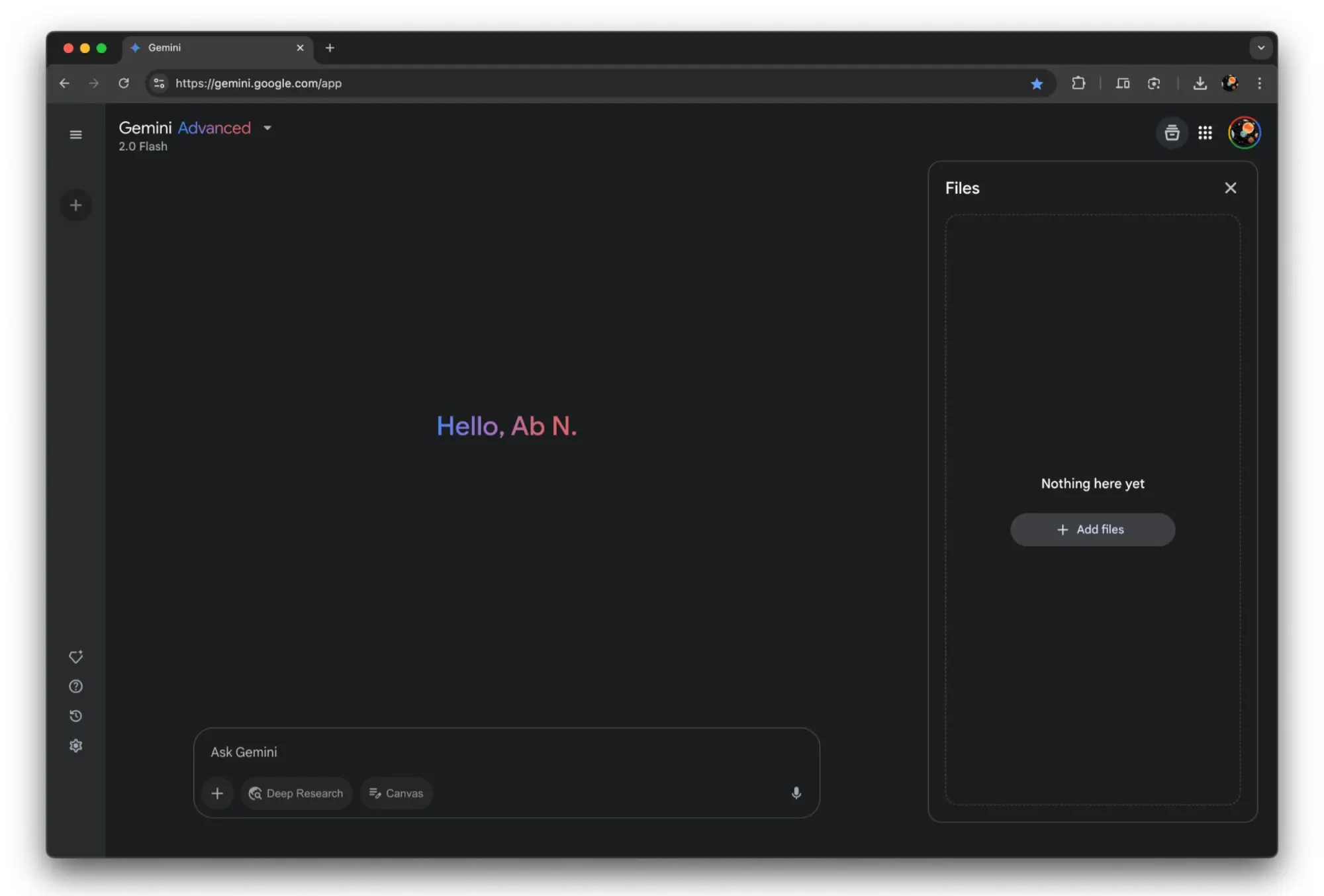 Query panel with files in Canvas