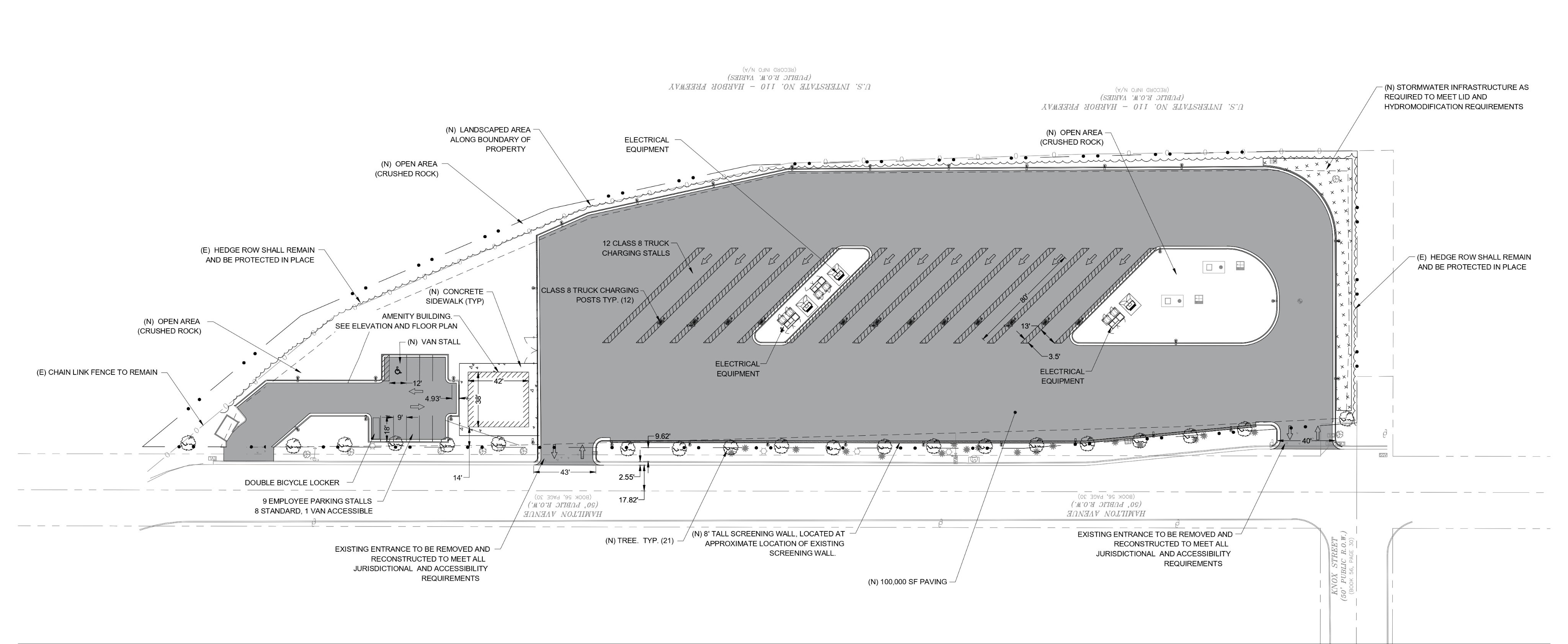 Plan de la station publique Tesla Megacharger