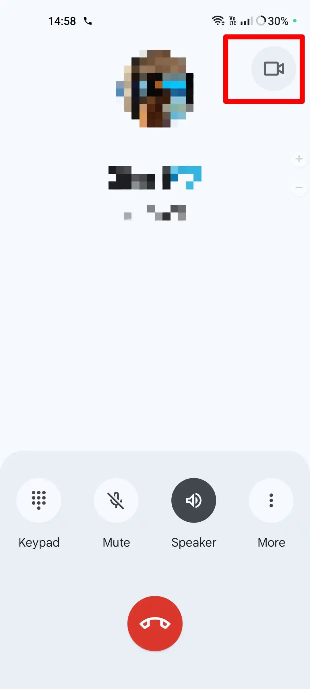 Nouvel emplacement de l'icône de l'appel vidéo