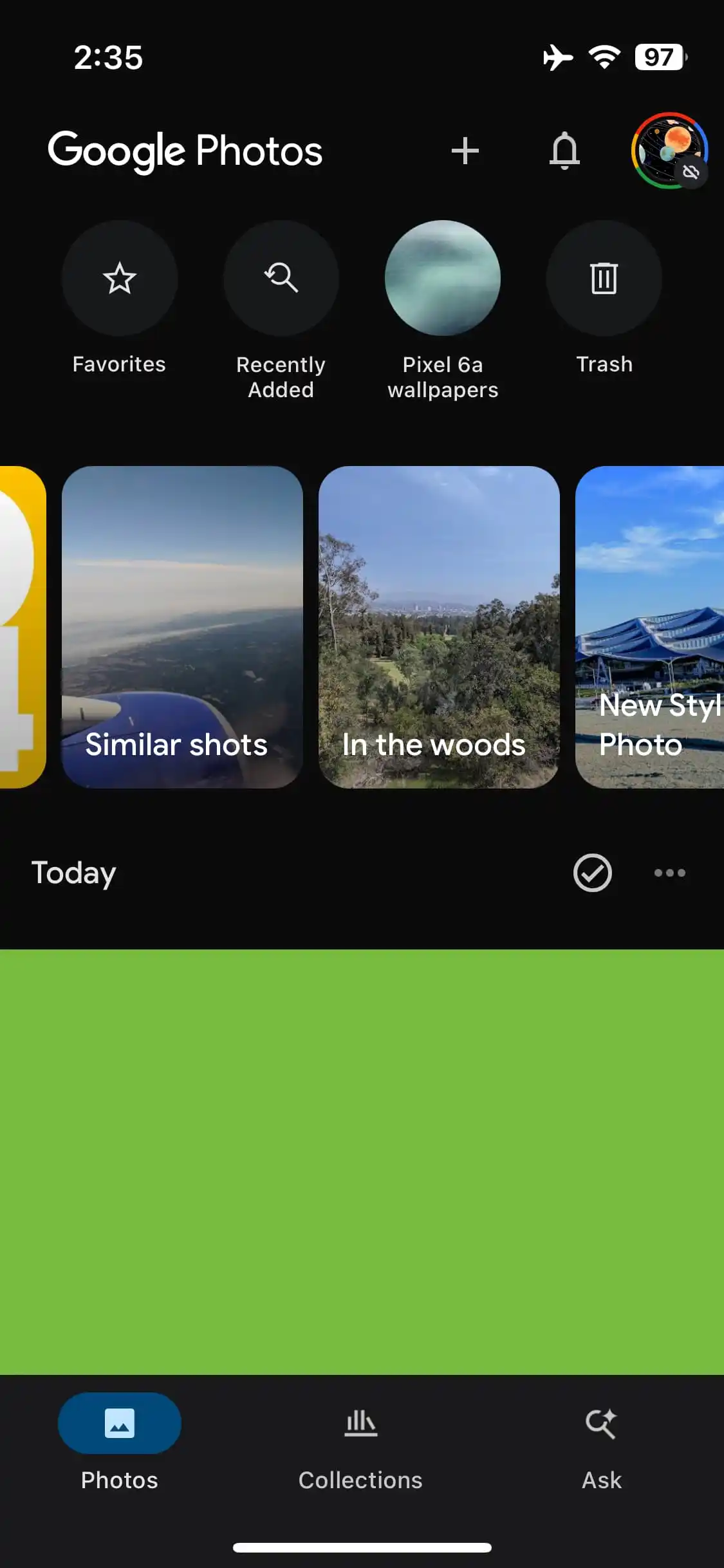 New shortcuts in the Google Photos interface for iOS