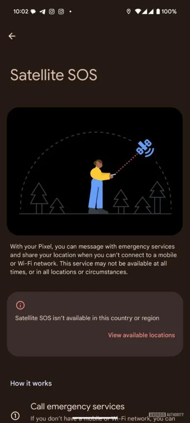 Fonction SOS du satellite Google Pixel