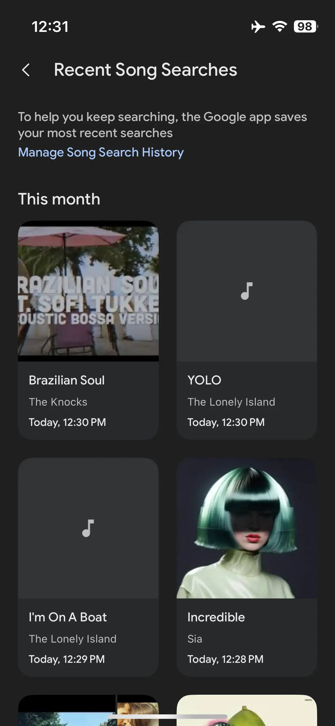 Latest song searches
