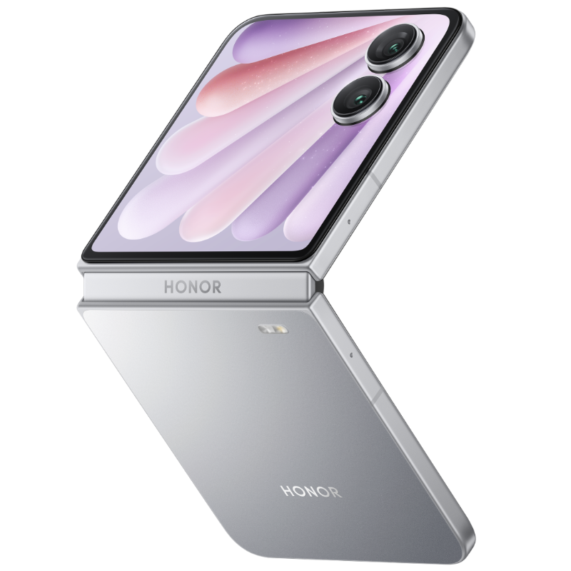 Дизайн смартфона Honor Magic V Flip 2 в цвете серебристо-серый в цвете Honor Magic V Flip 2