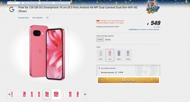 Le smartphone Google Pixel 9a en arrière-plan
