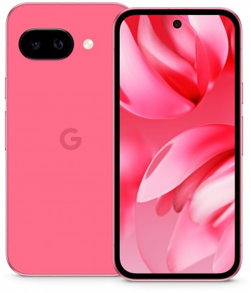 Le smartphone Google Pixel 9a en arrière-plan