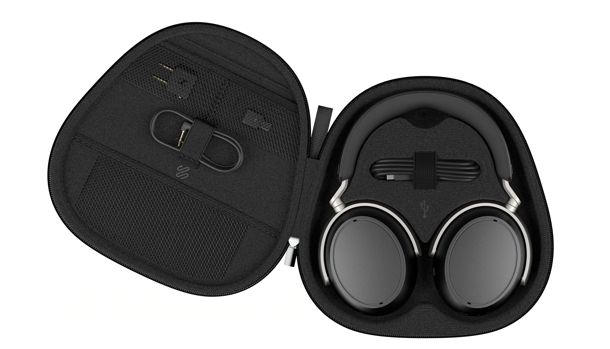 Open case of Sennheiser HDB 630 headphones