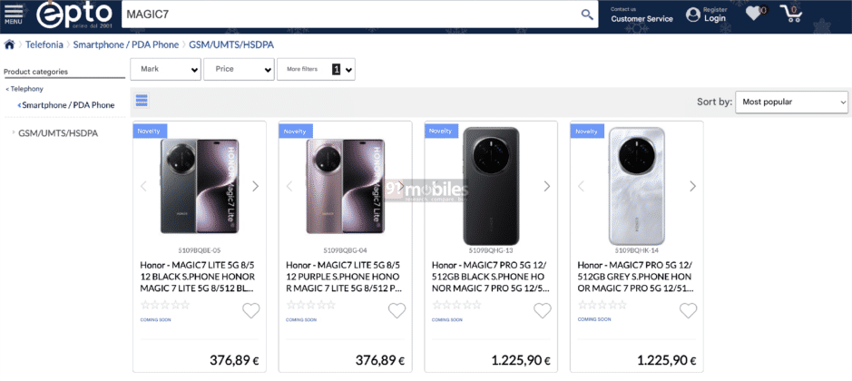 Prix des Honor Magic 7 Lite et Magic 7 Pro