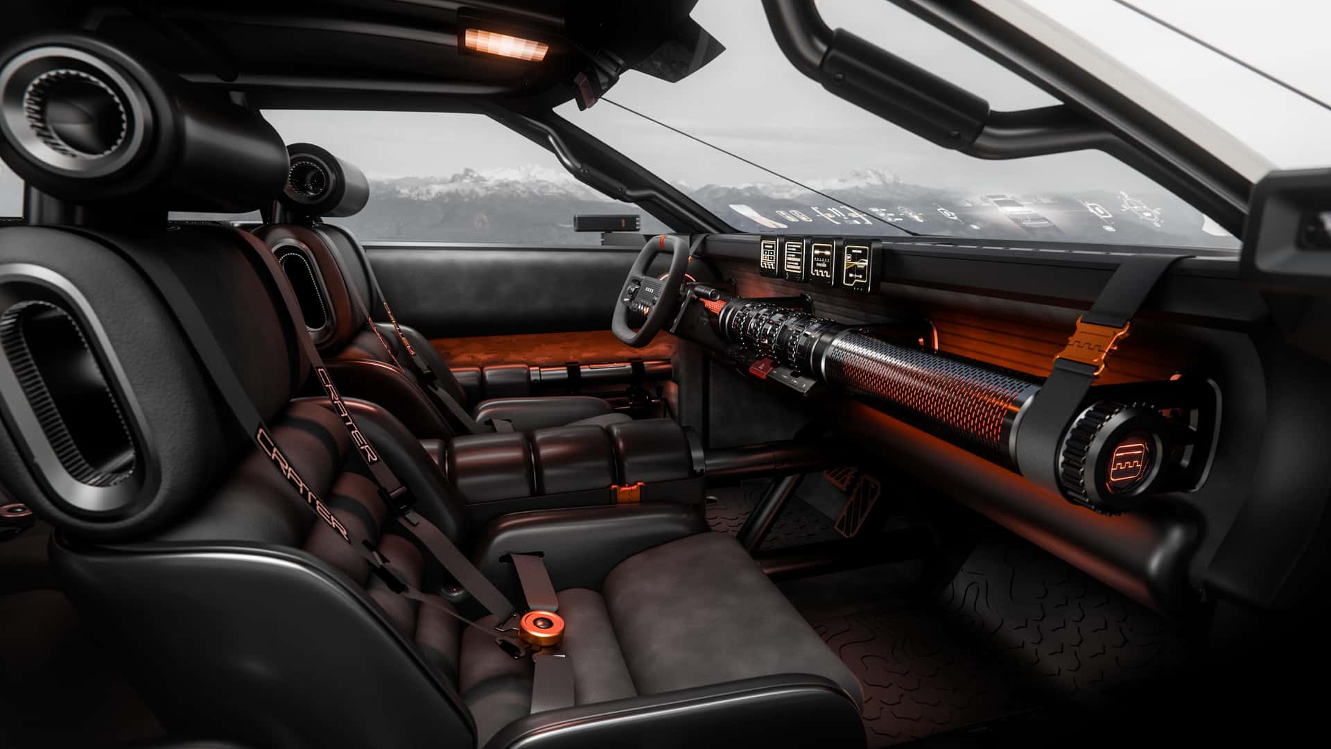 Removable screens and interior details of Crater