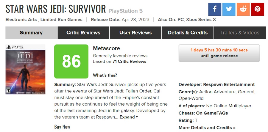 A worthy sequel to a great game: critics have been pleased with Star Wars Jedi: Survivor. Reviews on aggregators are encouraging-2
