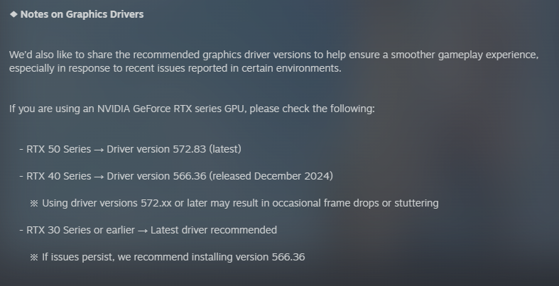 Image of NVIDIA driver problem in inZoi game