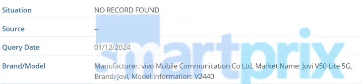 Smartphone Jovi V50 Lite 5G, modèle V2440