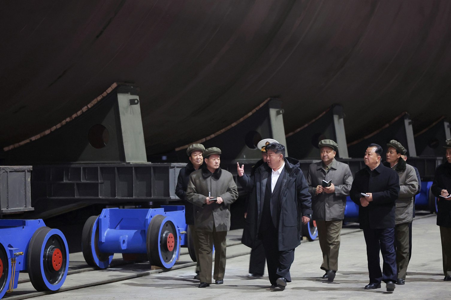 Kim Jong-un during an inspection at the Cheongjin shipyard